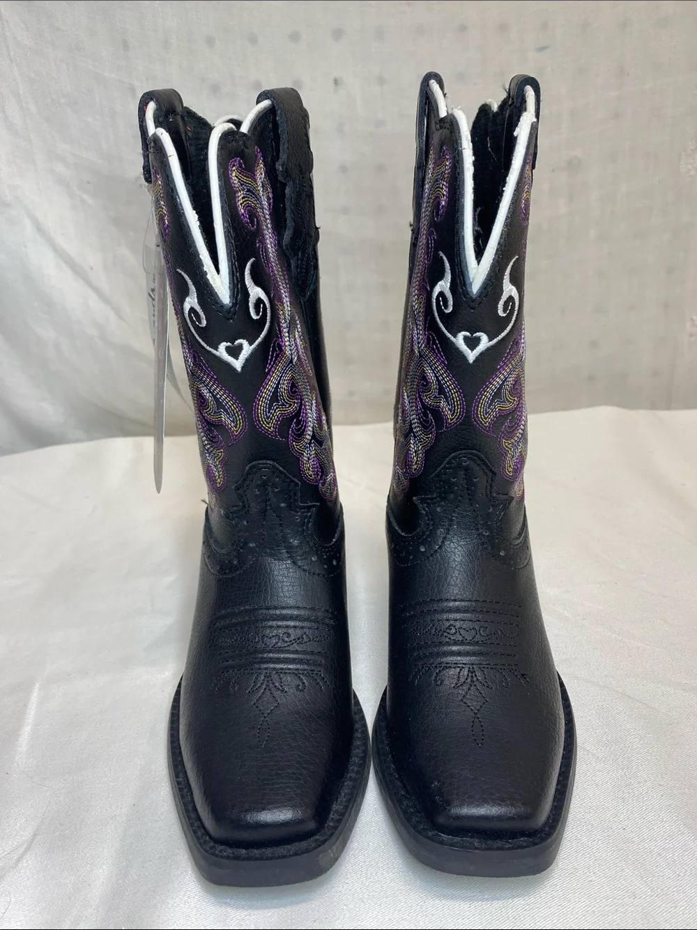 Justin Kids Stampede Boot Black Leather Cowgirl Western size 8 1/2D New/w/Damage